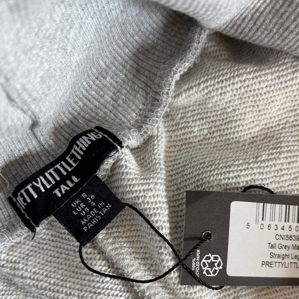PrettyLittleThing Marl Fold Over Track Pants Gray - Picture 7 of 11